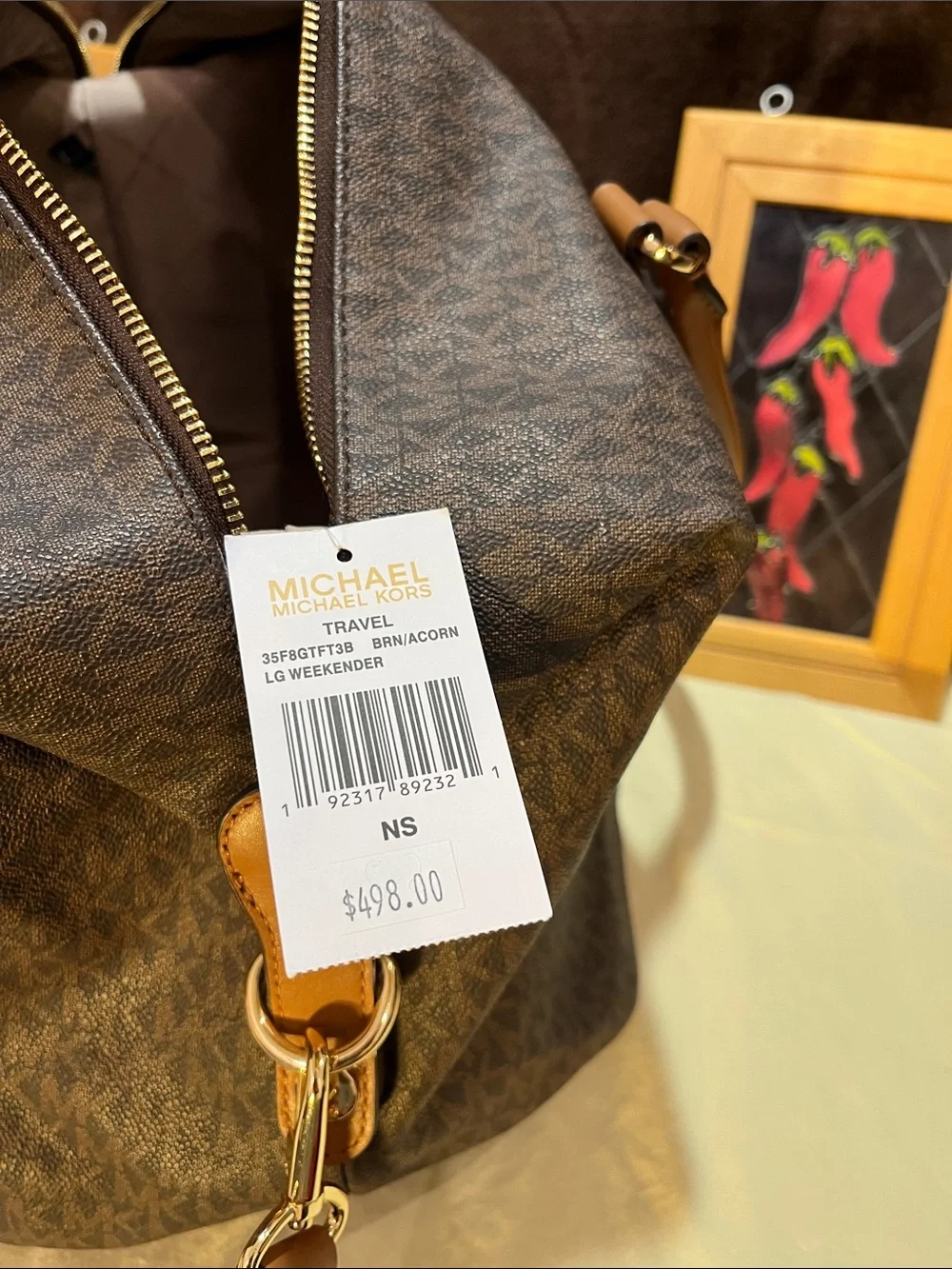 !!BrandNEW!! Michael Kors Brown Logo Satchel with Tan Trim.